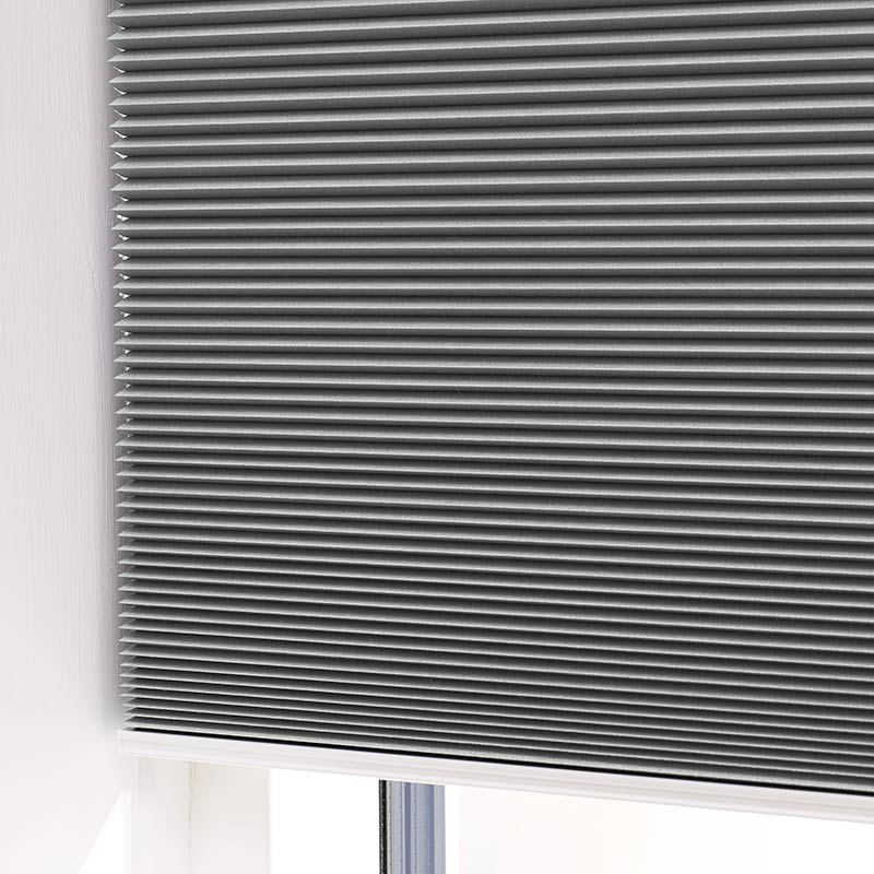 Plisségardin lystett easylift m/grep Duegrå – Dobbelt stoff