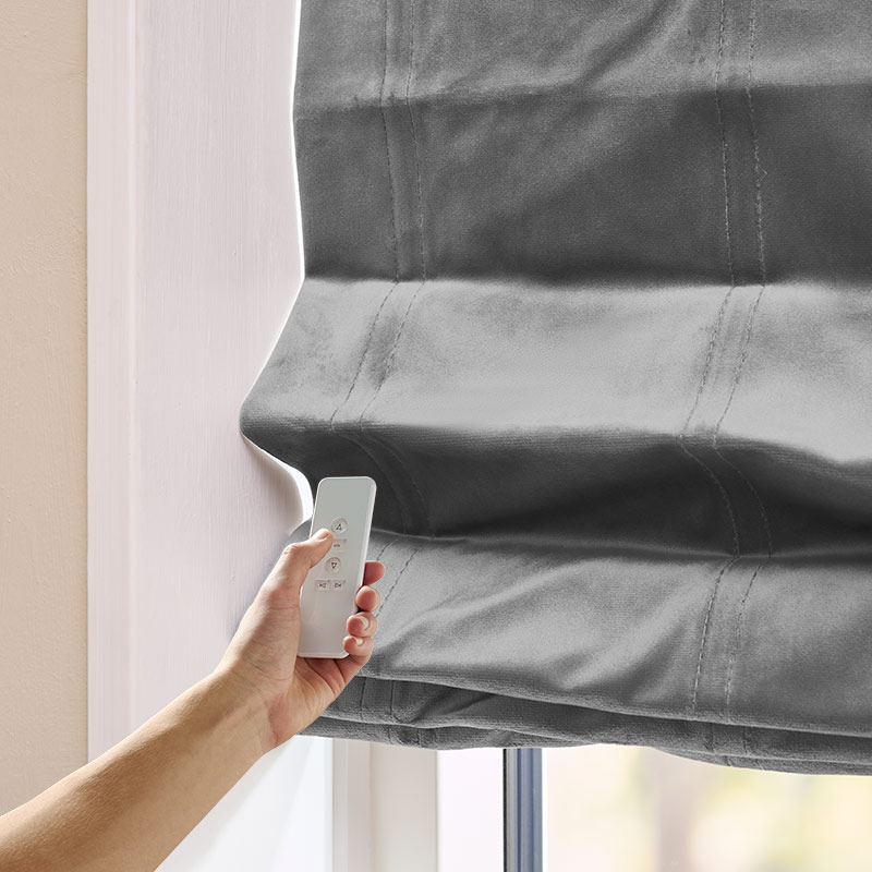 Liftgardin m/motor Duchesse - Grå - Velour