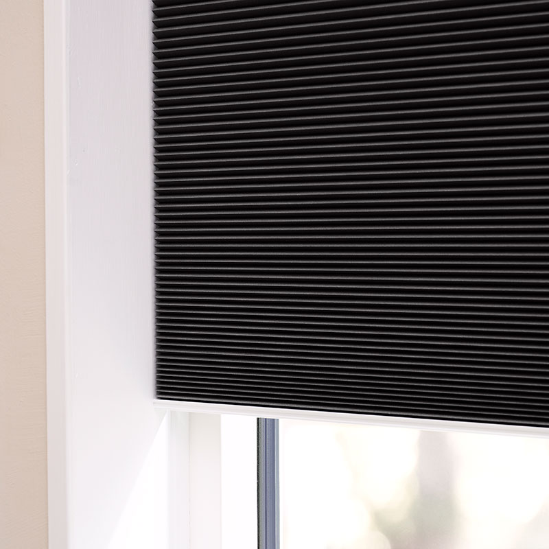 Plisségardin easylift m/grep Svart – Dobbelt stoff