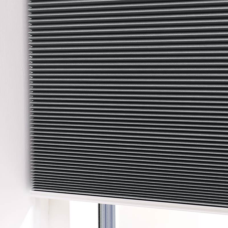Plisségardin lystett easylift m/grep Blågrå mix - Dobbelt stoff