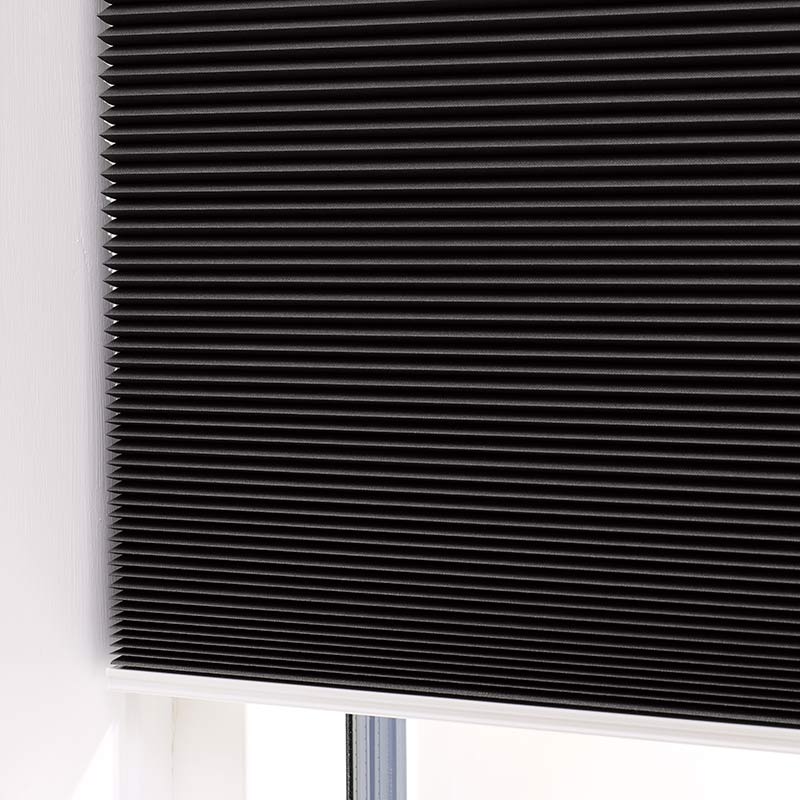 Plisségardin easylift m/grep Svart – Dobbelt stoff