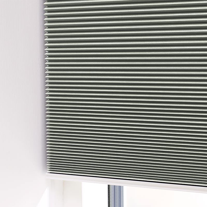 Plisségardin lystett easylift m/grep Støvete grønn mix – Dobbelt stoff