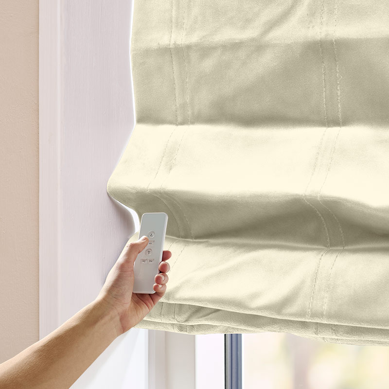 Liftgardin m/motor Duchesse - Lys sand - Velour