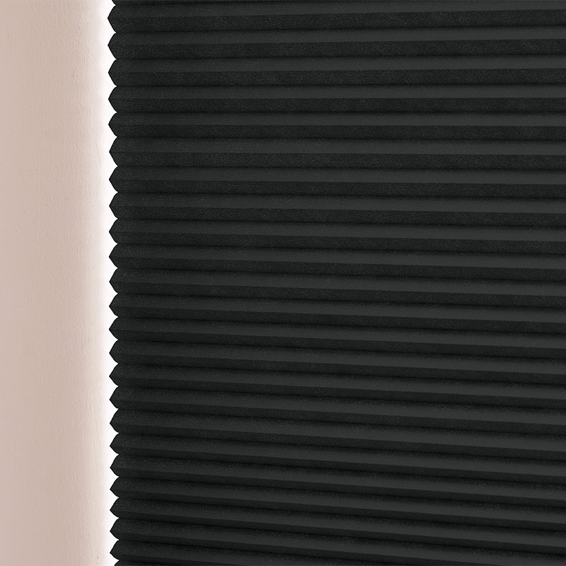 Plisségardin m/motor lystett Svart – Dobbelt stoff