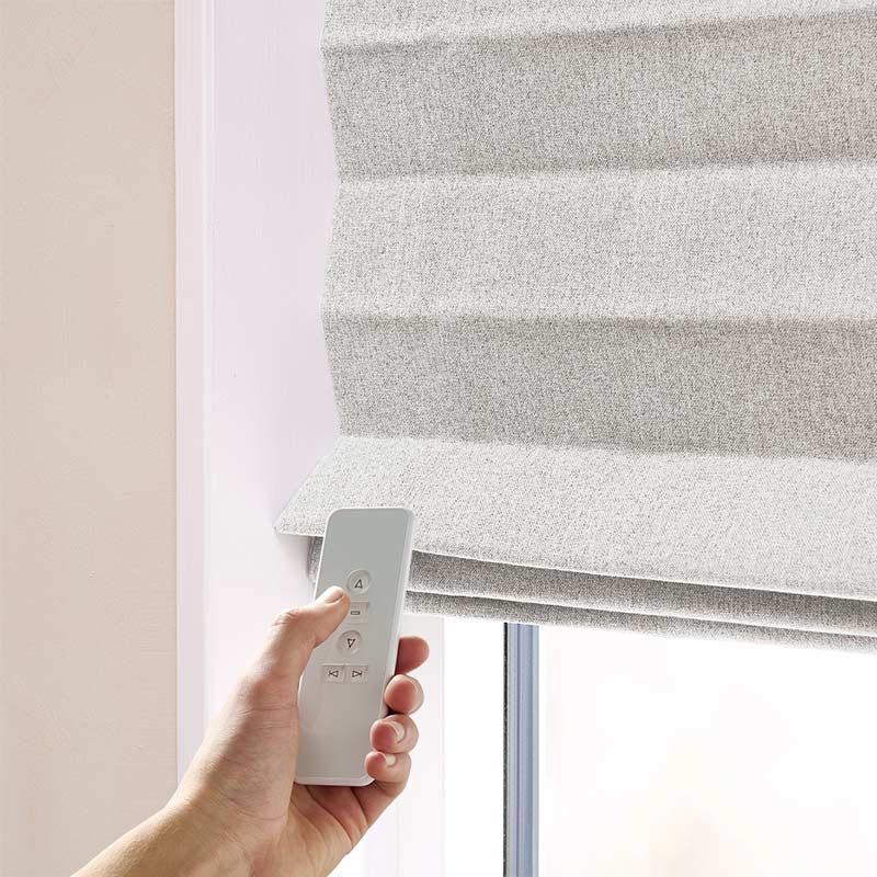 Liftgardin m/motor lystett Midnight - Off white