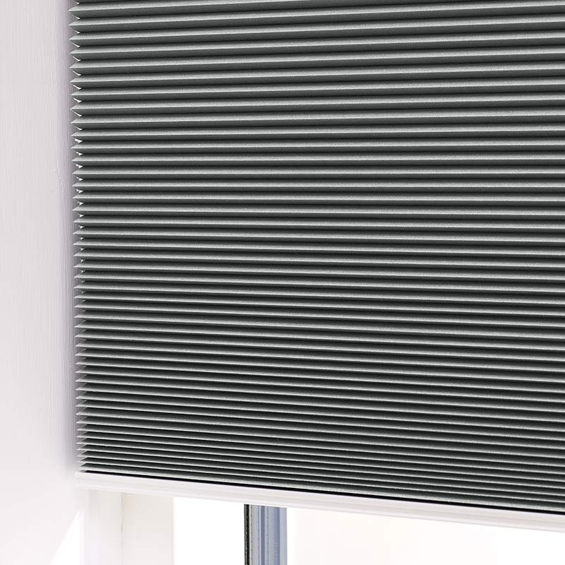 Plisségardin easylift m/grep Melert grå – Dobbelt stoff